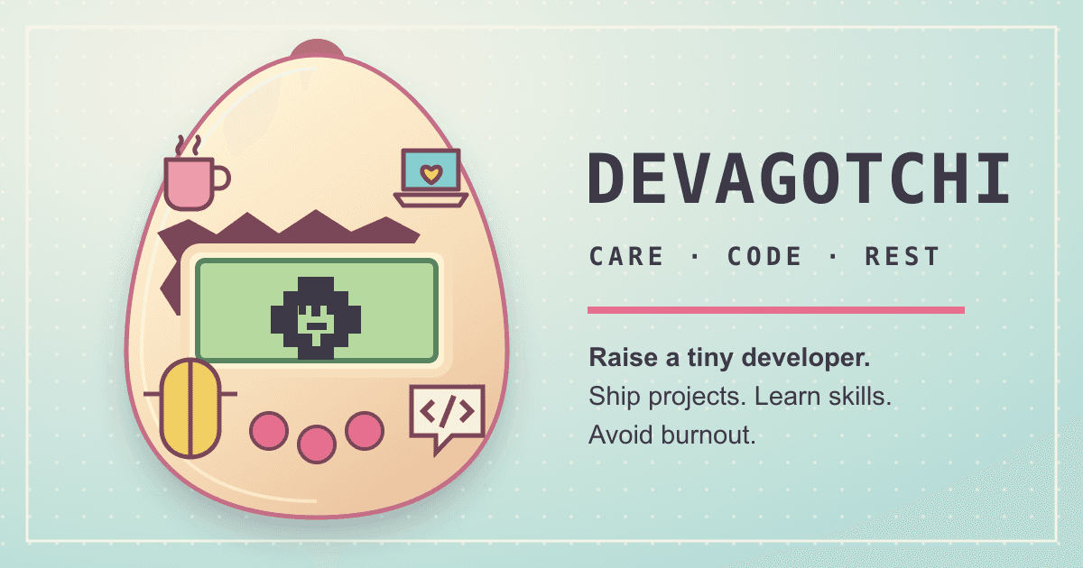 Devagotchi egg console with a tiny pixel developer