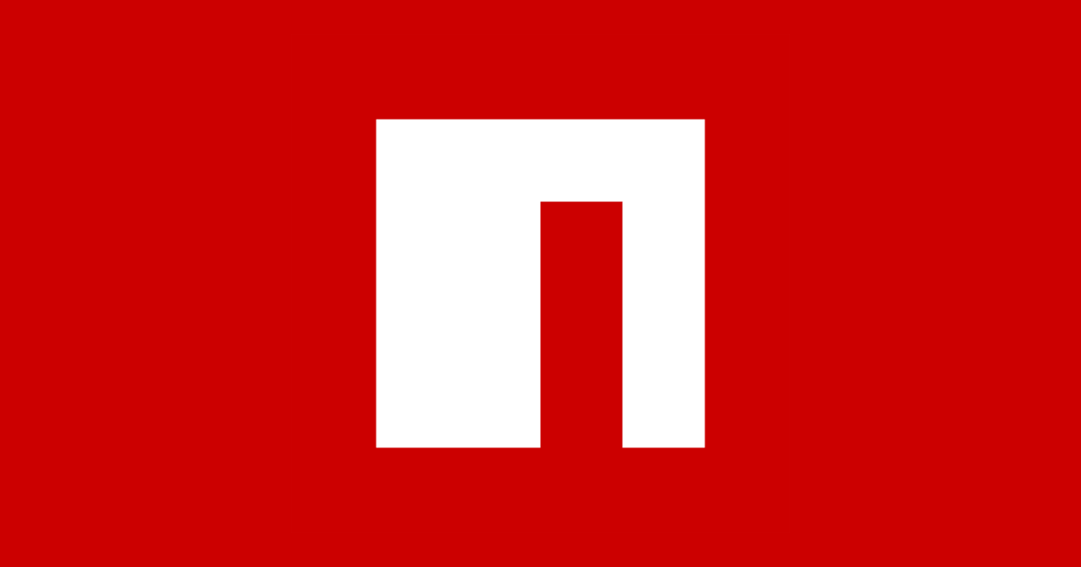 NPM logo on a red background